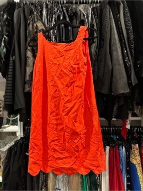 NWT Kate Spade Bright Orange Scallop-Hem Women's Dress sleeveless dress